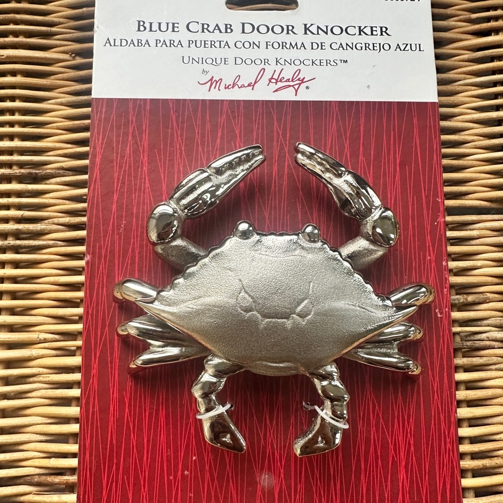 Blue Crab Door Knocker by Michael Healy - Silver